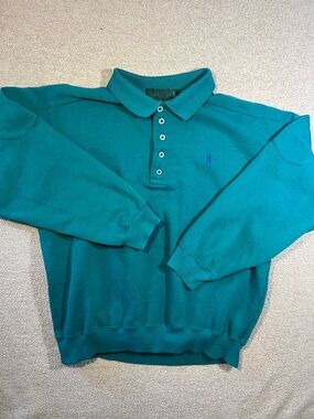 Vintage 90’s Polo by Ralph Lauren Teal Quarter Button Up Collared Pullover